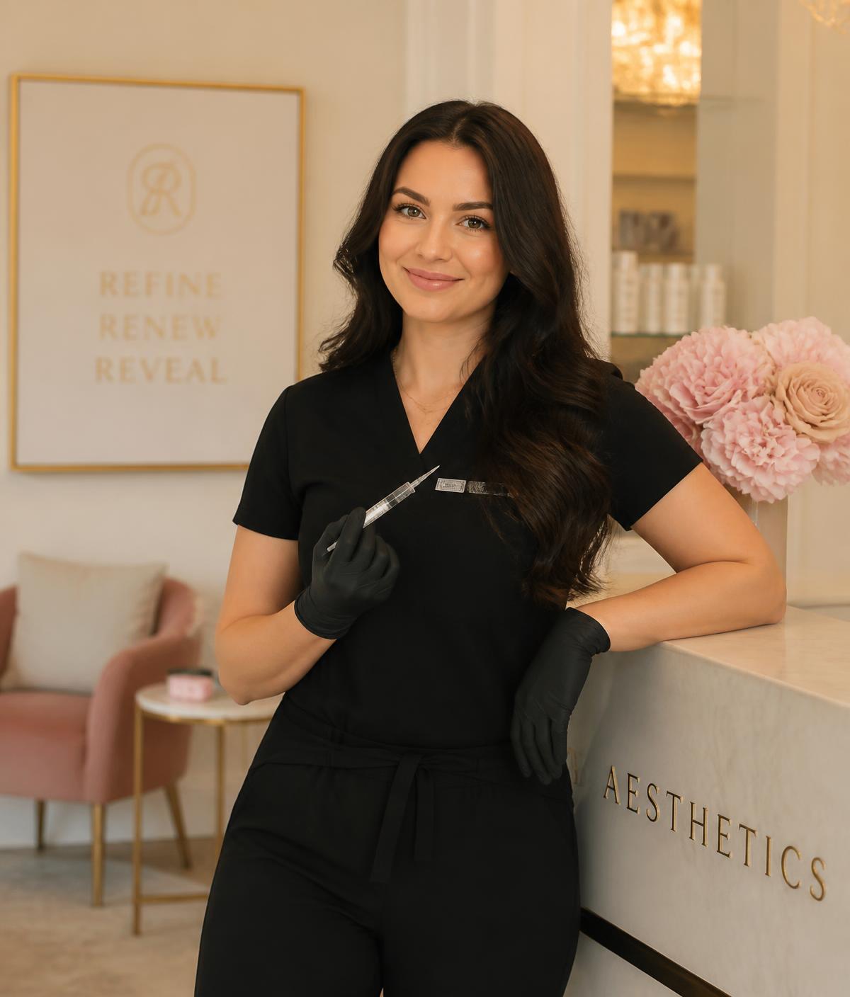 Asil, licensed injector and founder of Aesthetic Appeal, in her studio